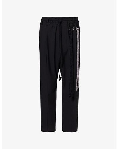 Song For The Mute Rope-embellished Dropped-crotch Tapered-leg Stretch-woven Pants - Black