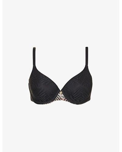 Chantelle Graphic Allure Lace-overlay Stretch-mesh Spacer Bra - Black