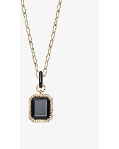 Astley Clarke Ottima 18ct Yellow Gold-plated Vermeil Sterling Silver, Black Onyx, White Sapphire And Enamel Pendant Necklace