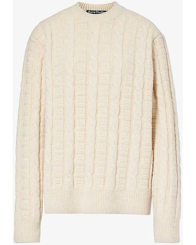 Acne Studios Kelvir Cable-knit Relaxed-fit Wool-blend Jumper - White
