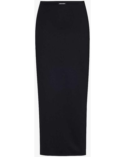 Miu Miu Brand-tab Stretch-recycled Polyamide Jersey Midi Skirt - Black