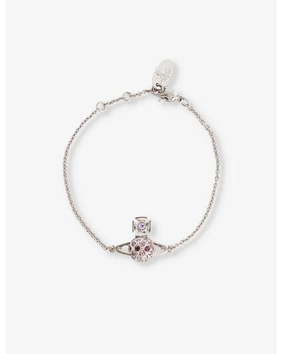 Vivienne Westwood Willa Bas Relief Silver-tone Brass And Crystal-embellished Bracelet - White