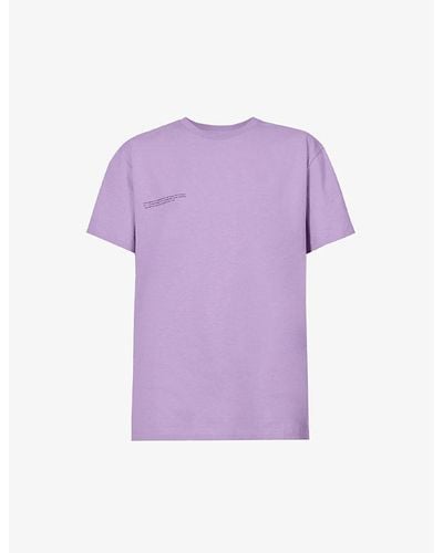 PANGAIA Text-print Organic-cotton T-shirt - Purple
