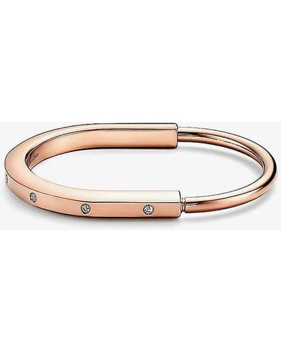 Tiffany & Co. Lock 18ct Rose-gold And 0.31ct Diamond Bangle Bracelet X - Natural