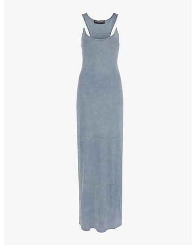 Y. Project Invisible-strap Slim-fit Cotton-jersey Maxi Dress - Blue