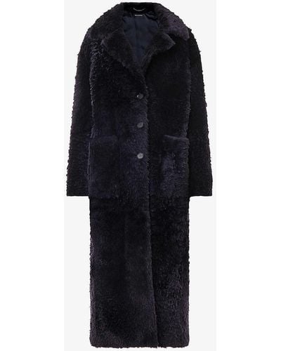 Whistles Camille Regular-fit Button-up Shearling Coat - Black