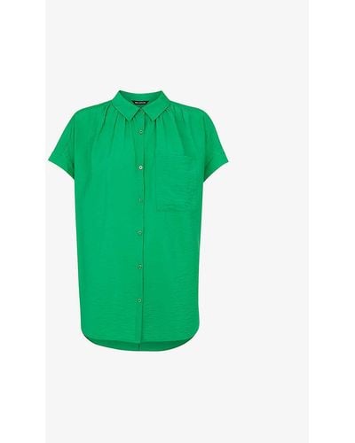 Whistles Nicola Relaxed-fit Short-sleeved Crepe Shirt - Green