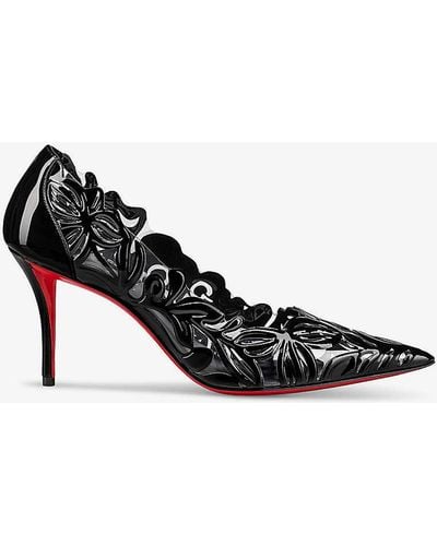 Christian Louboutin Apostropha Petuina 80 Patent-leather And Pvc Courts - Black