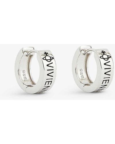Vivienne Westwood Sammie Logo-engraved Platinum-plated 925 Sterling-silver Earrings - White