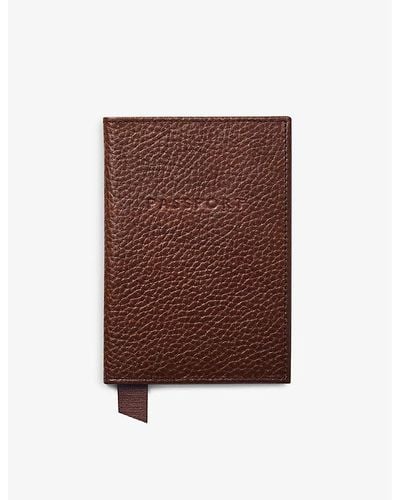 Aspinal of London Logo-print Grained-leather Passport Cover - Brown