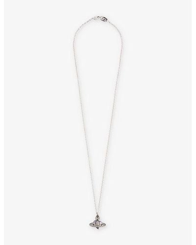 Vivienne Westwood Heart Crystal-embellished Brass Necklace - White