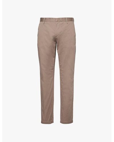 Emporio Armani Regular-fit Tapered-leg Mid-rise Stretch-cotton Pants - Natural