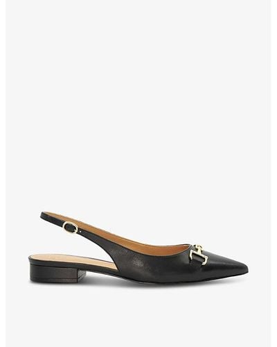 Dune Hopeful Snaffle-trim Leather Slingback Courts - White