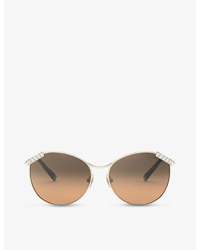 Tiffany & Co. Tf3073b 59 Round-frame Acetate And Metal Sunglasses - Metallic