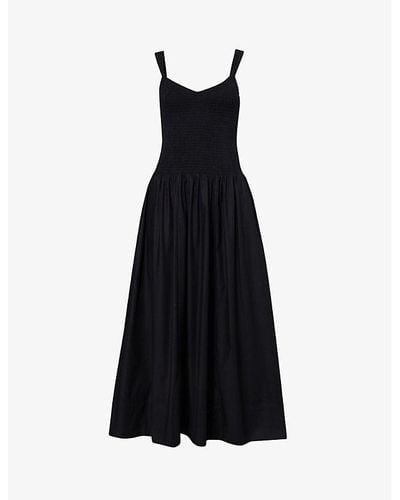Reformation Sariah Stretch-organic Cotton Midi Dress - Black