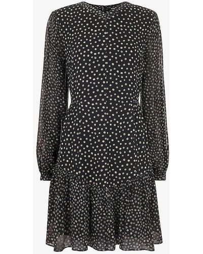 Whistles Speckled Polka-dot Woven Mini Dress - Black