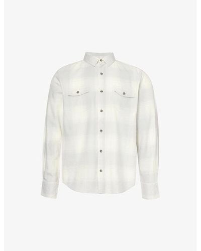 PAIGE Everett Check-pattern Brushed Cotton-blend Shirt - White