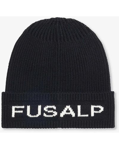 Fusalp Fully Brand-typography Wool And Cashmere-blend Beanie - Black