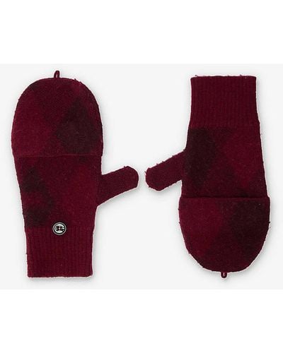 Burberry Argyle-check Wool Gloves - Purple