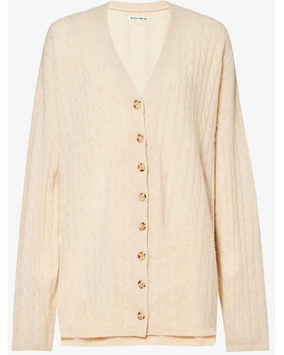 Reformation Giusta Cable-knit Recycled Cashmere-blend Knitted Cardigan X - Natural