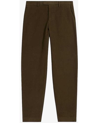 Ted Baker Rufust Textured Tapered-leg Stretch-cotton Trousers - Green