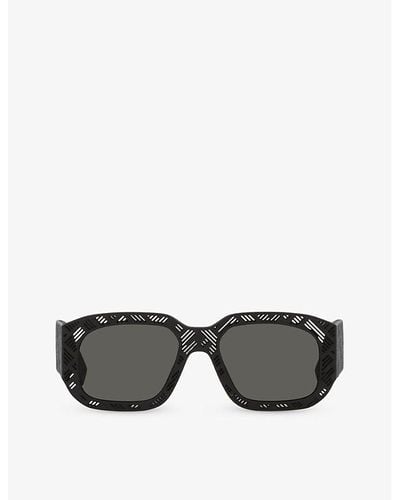 Fendi Fe40113i Shadow Rectangle-frame Acetate Sunglasses - Black