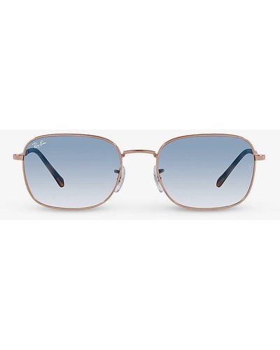 Ray-Ban Rb3706 Chromance Square-frame Metal Sunglasses - Blue