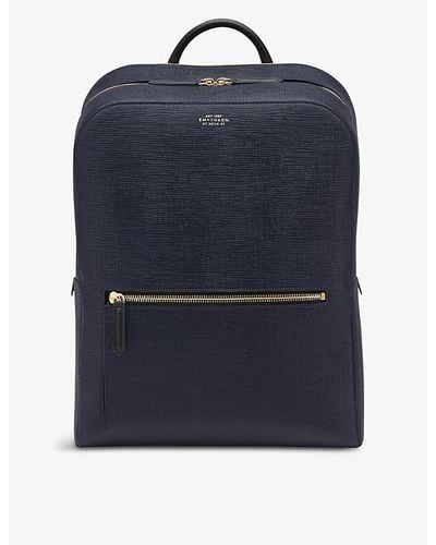 Smythson Panama Zip-around Leather Backpack - Blue