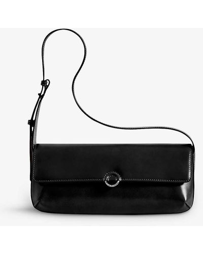 Claudie Pierlot Alix Baguette Branded-ring Leather Shoulder Bag - Black