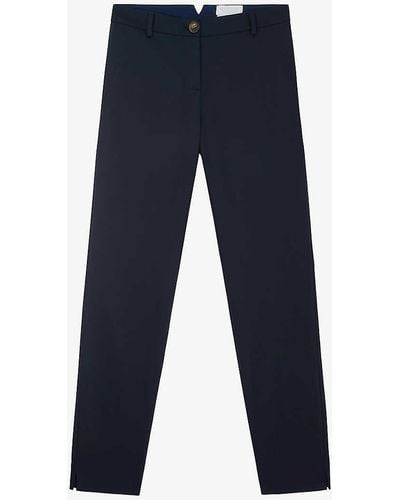 The White Company Slim-leg High-rise Stretch Organic-cotton Trousers - Blue