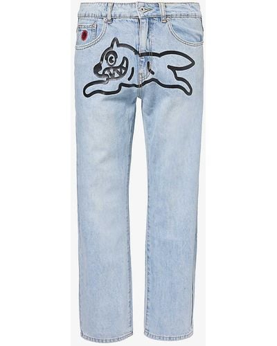 ICECREAM Running Dog Graphic-print Straight-leg Regular-fit Jeans - Blue