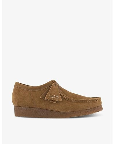 Clarks Wallabee Logo-tag Suede Shoes - Brown