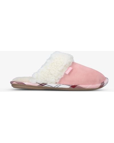 Barbour Lydia Suede Slippers - Pink