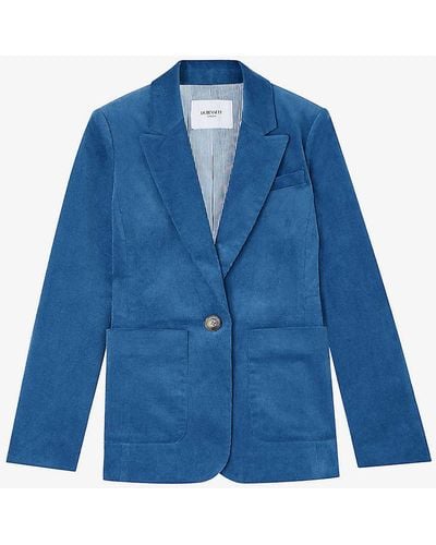 LK Bennett Deborah Peak-lapel Corduroy Jacket - Blue