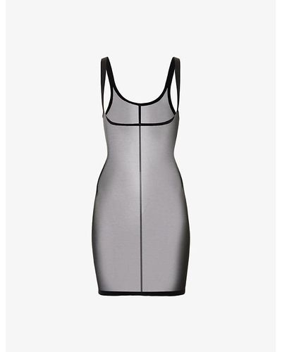 Wolford Sleeveless Scoop-neck Stretch-tulle Mini Dress - Gray