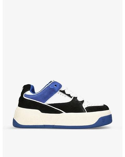 Naked Wolfe Kash Chunky-sole Suede And Leather Low-top Sneakers - Blue