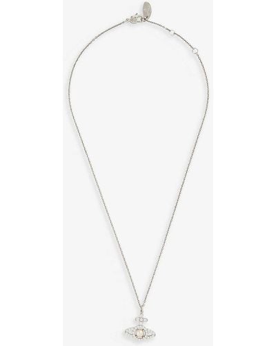 Vivienne Westwood Olympia Silver-tone Brass And Cubic Zirconia Necklace - White