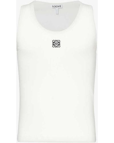 Loewe Anagram Brand-embroidered Stretch-cotton Top - White