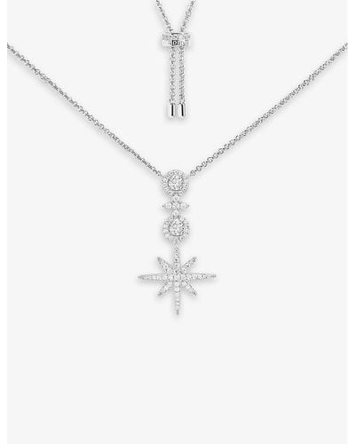 Apm Monaco Pavé Meteorites Sterling- And Zirconia Pendant Necklace - White