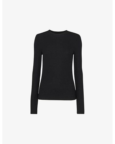 Whistles Essential Round-neck Stretch-woven Sweatshirt - Black