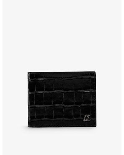 Christian Louboutin Coolcard Logo-plaque Croc-embossed Leather Wallet - Black