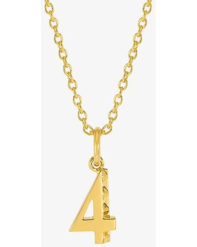 Rachel Jackson Symbolic Number 4 22ct Yellow -plated Sterling Silver Pendant Necklace - Metallic