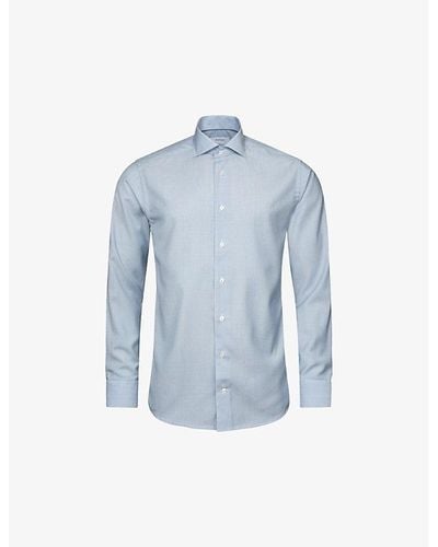 Eton Solid Slim-fit Merino-wool Shirt - Blue