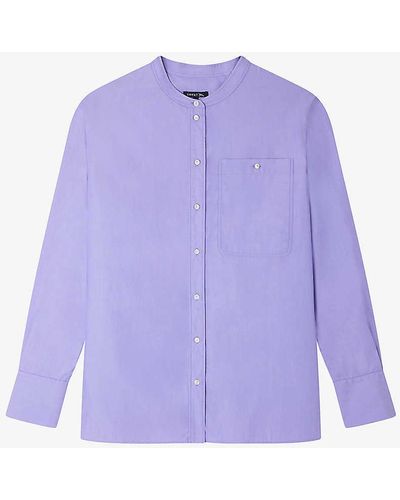 Soeur Vannes Round-neck Relaxed-fit Cotton Shirt - Purple