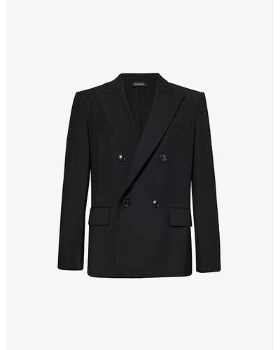 NAHMIAS Double-breasted Notched-lapel Relaxed-fit Woven Blazer - Black