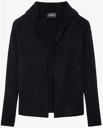 Zadig & Voltaire Cosany Crystal-embellished Cashmere Cardigan - Blue