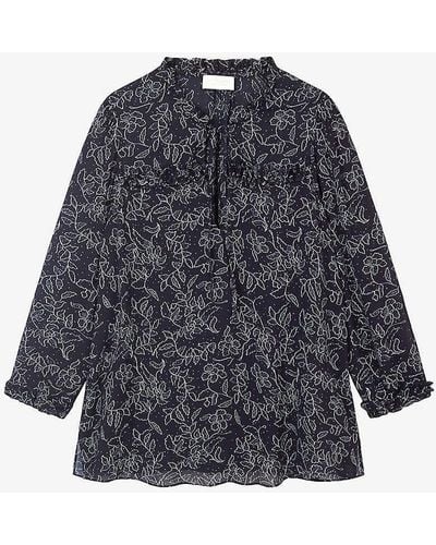 The White Company Georgette Print-embellished Woven Blouse - Blue