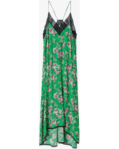 Zadig & Voltaire Ritsy Floral-print Woven Maxi Dress - Green