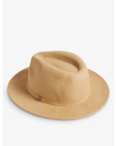 Ted Baker Corbby Branded-button Felt Trilby Hat - Natural
