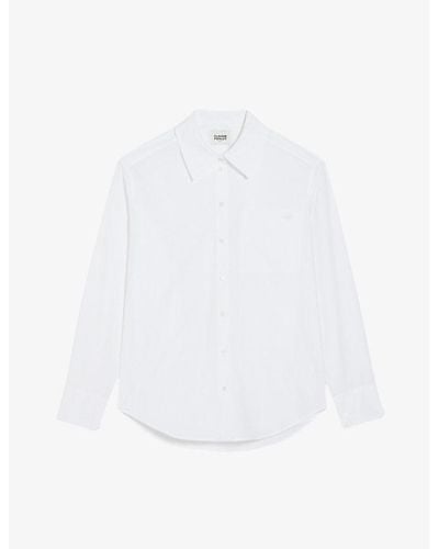 Claudie Pierlot Calisson Straight-fit Long-sleeve Cotton Shirt - White